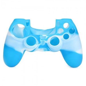Защитный силиконовый чехол для контроллера Sony DualShock 4 (синий/белый камуфляж) (PS4)